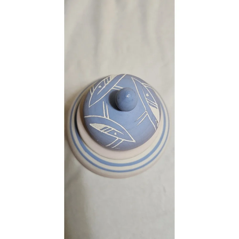 Sally Dineh Hand Painted Navajo Lidded Dine Vase Terracotta Pottery Indigenous